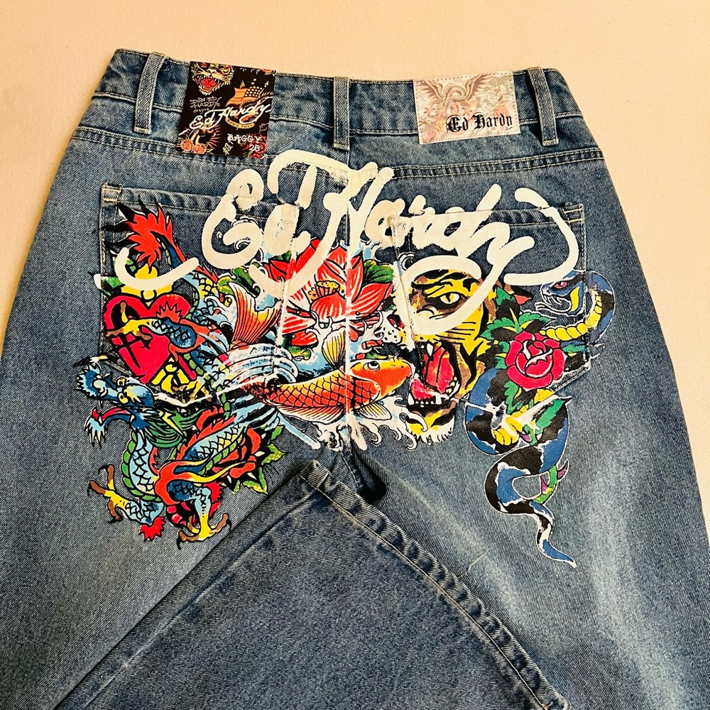 Ed Hardy Women's Jeans with Colorful Graphic Design